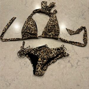 Tiny bikini size medium black , brown and tan